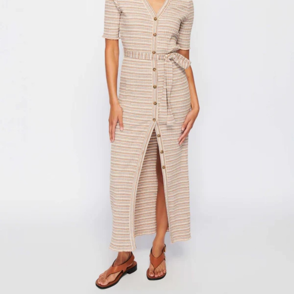 Nation LTD Enise Stripe Tie Belt Rib Shirtdress in Layer Cake